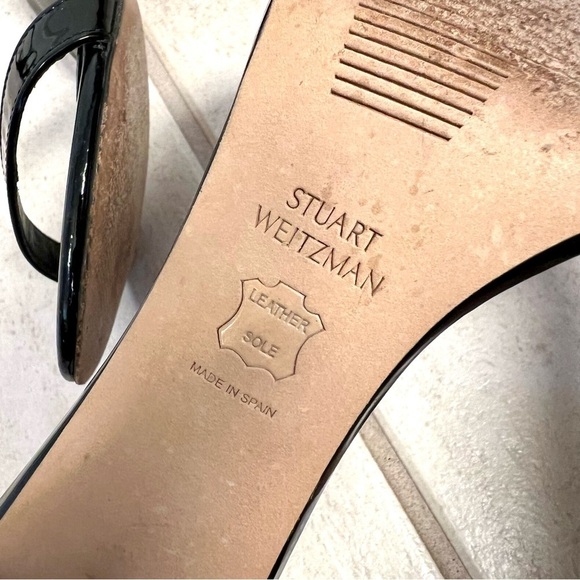 The Stuart Weitzman Women's Nearlynude Strap Sandal black block heels size 6M - Picture 10 of 11